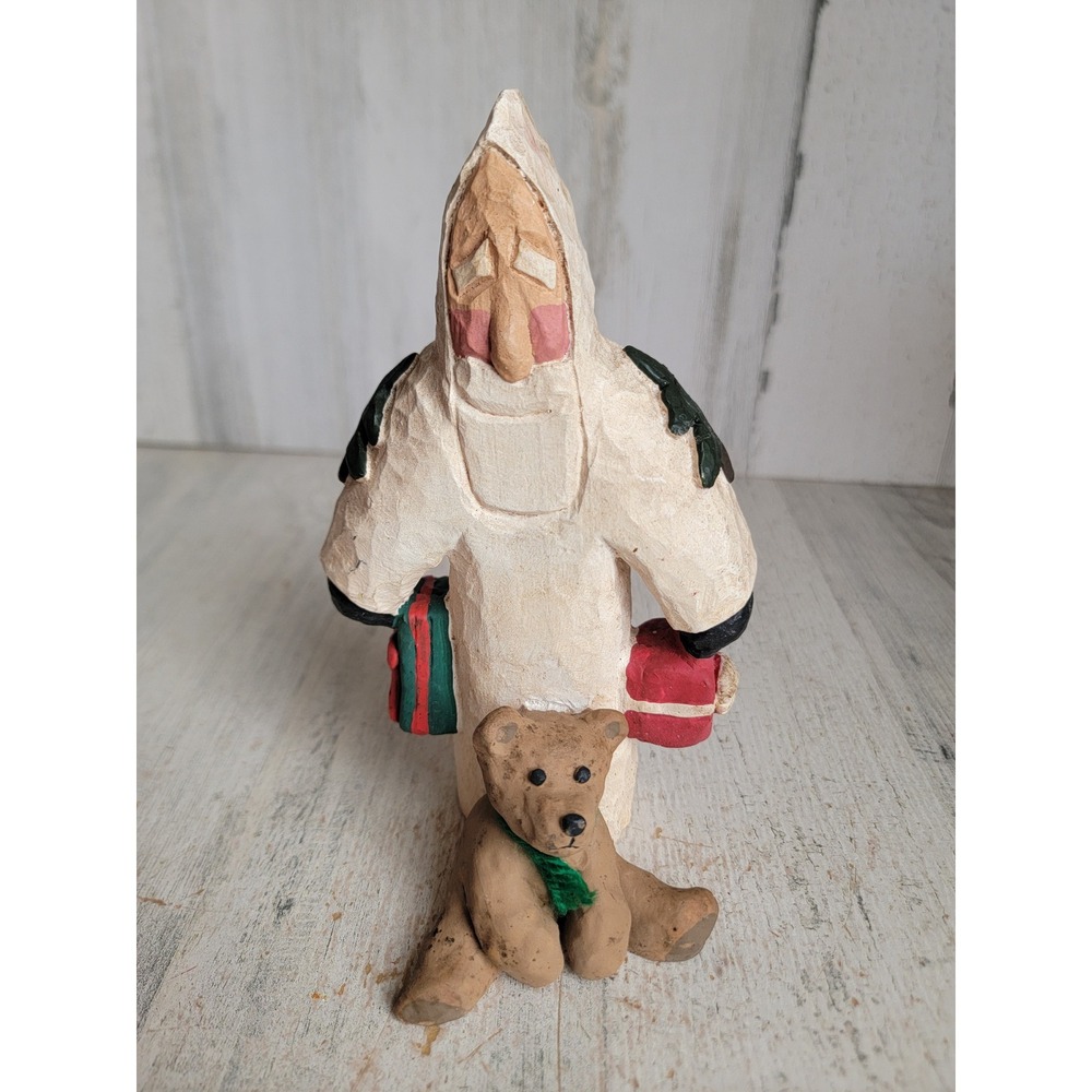 Lancy Smith Santa Claus teddy bear gift vintage Xmas white Unique Home
